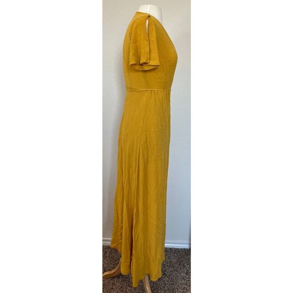 Lulus Much Obliged Wrap Maxi Dress Womens Small Golden Yellow Event Vacation - Picture 4 of 8